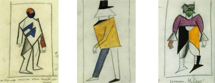 new sketches for costumes by russian artist kazimir malevich 1913
