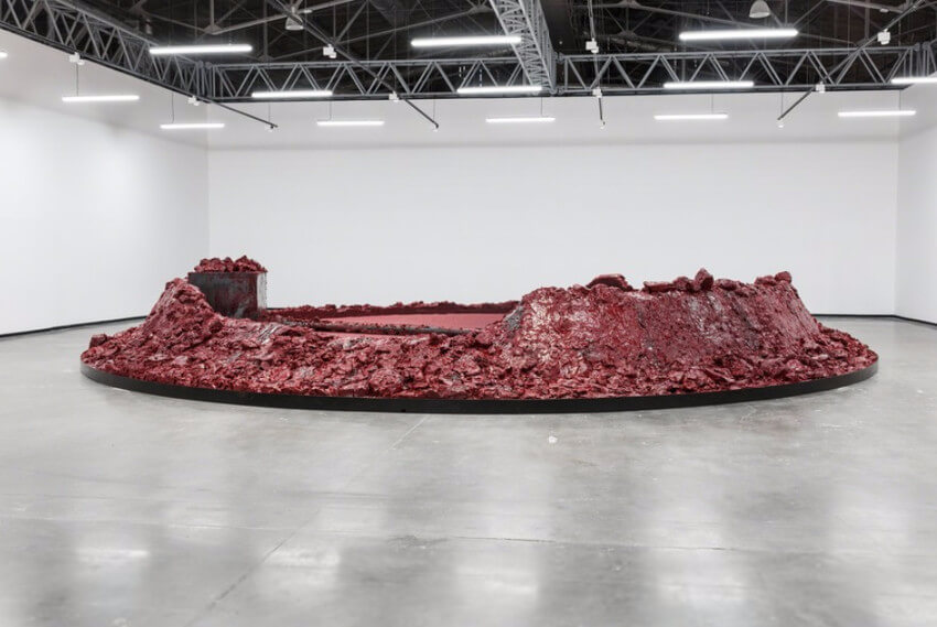 mirror by british indian artist Anish Kapoor on view in london and new york gallery