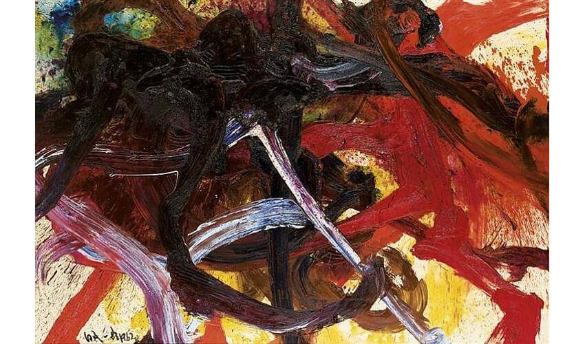 Paintings by Japanese artist Kazuo Shiraga