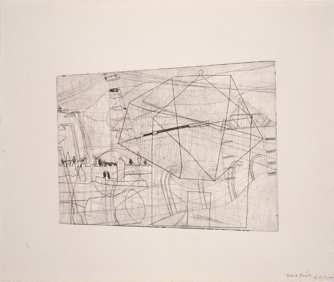 Work by British abstract painter Ben Nicholson who was born in 1894