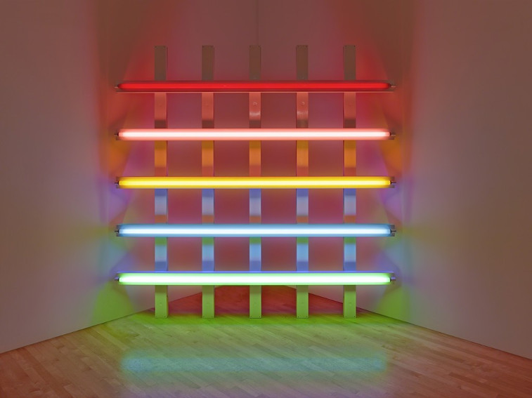 Dan Flavin installation in honor of Leo at the 30th anniversary of his gallery