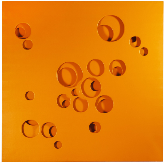 Paolo Scheggi Curved Intersurface in Orange painting