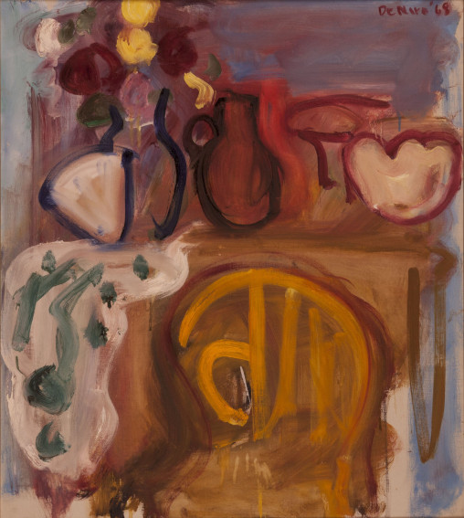 Robert De Niro Sr. Studio Interior with Yellow Chair and Vase of Flowers painting