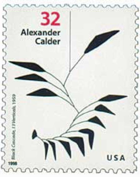 Black Cascade, 13 Verticals (1959) by Alexander Calder on US Stamp